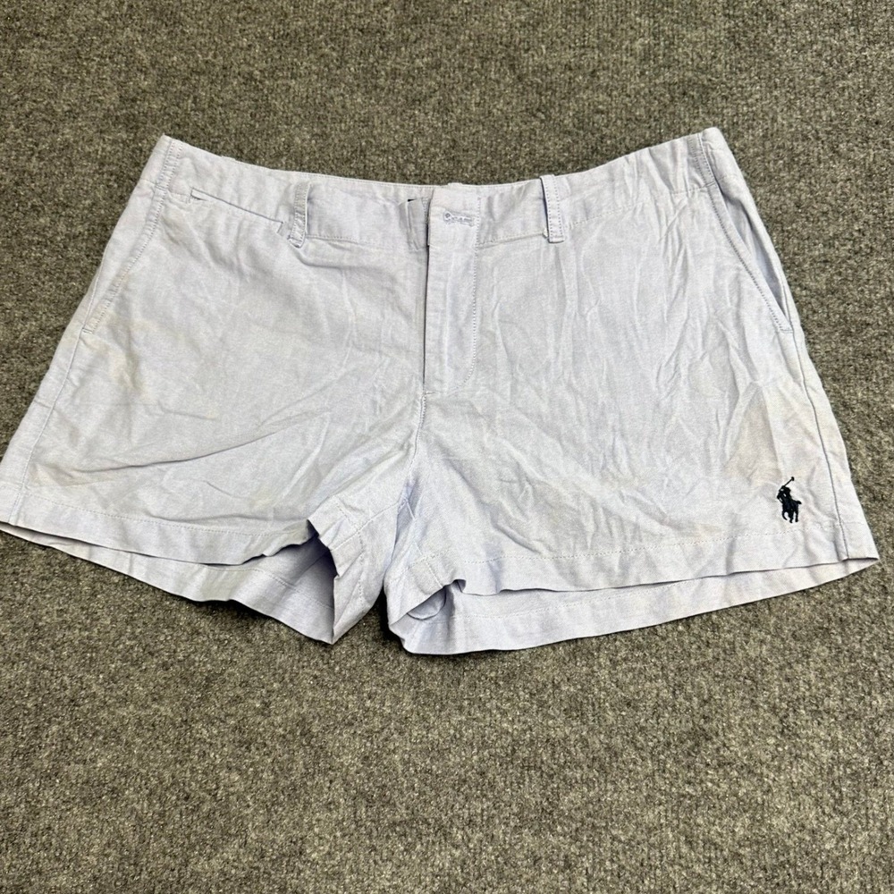 Ralph Lauren Shorts Womens Size 8 Light Blue Oxford Cotton Chino Casual Stained